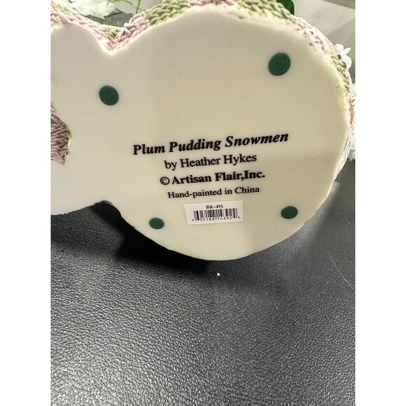 Hand-Painted Plum Pudding Snowmen Candle Holder By Heather Hykes Artisan Flair - Picture 6 of 7